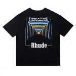 RHUDE Loose T Shirts Men Top Cotton Horse Steed Print Short Sleev