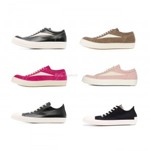 Rick Owens leather low top Vintage Sneakers suede canvas Black Taupe Grey Faded Pnk Pearl Milk Dark Dust Pink