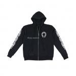 Chrome hearts Horse shoe Floral Cross Sleeve Fleece Zip Hoodie