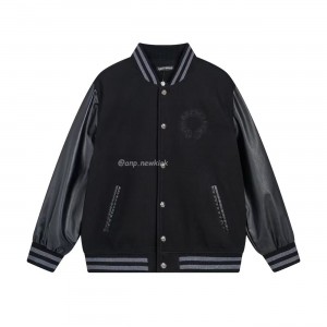 Chrome hearts patchwork baseball cross jacket black white