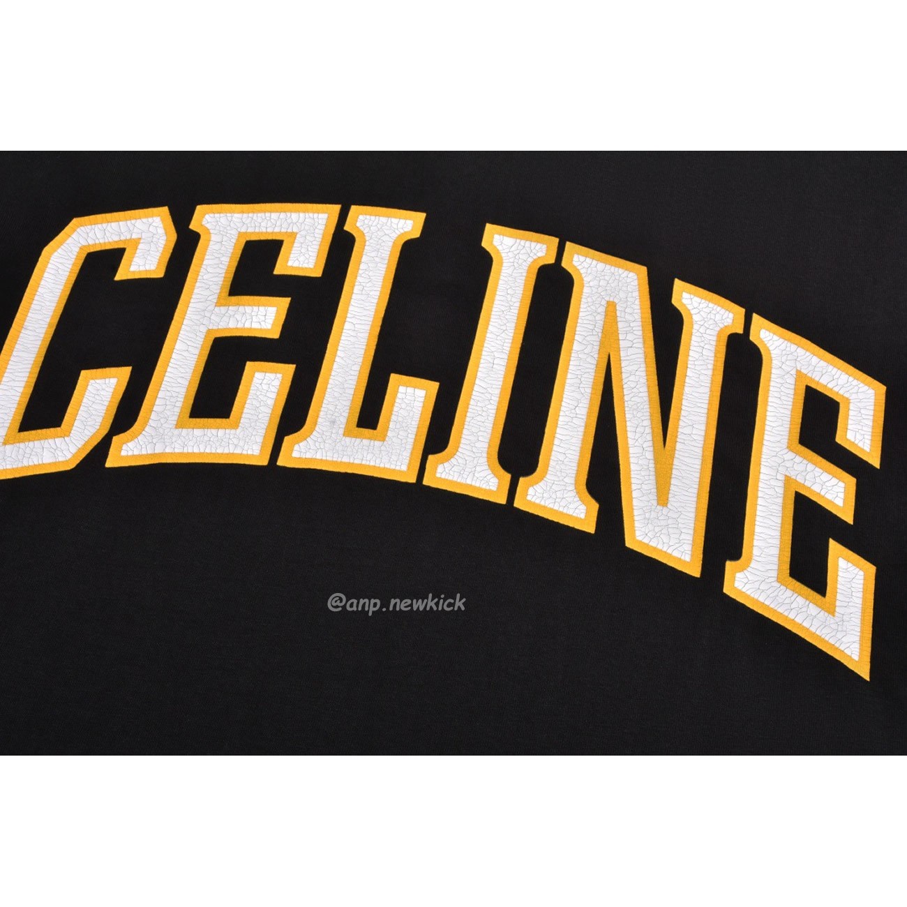 CELINE COLLEGE Cracking effect printed cotton plain knit loose fitting T-shirt