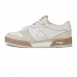 FENDI Match Cream Black White Suede and Leather Low Top Sneakers