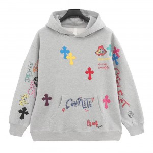 Chrome Hearts Multi Color Cross Hoodie Black White Gray