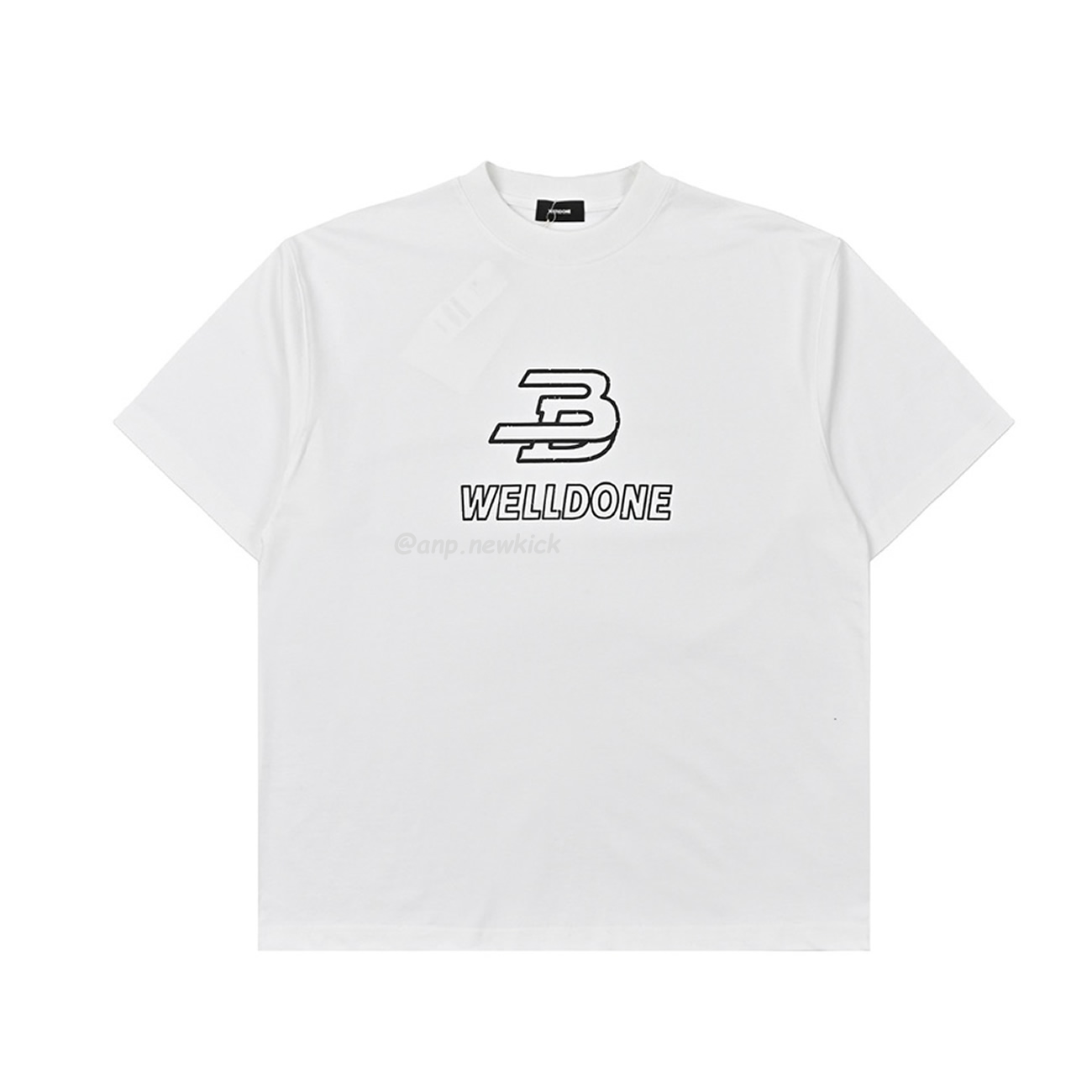 WELLDONE Letter Printing Black White T-Shirt