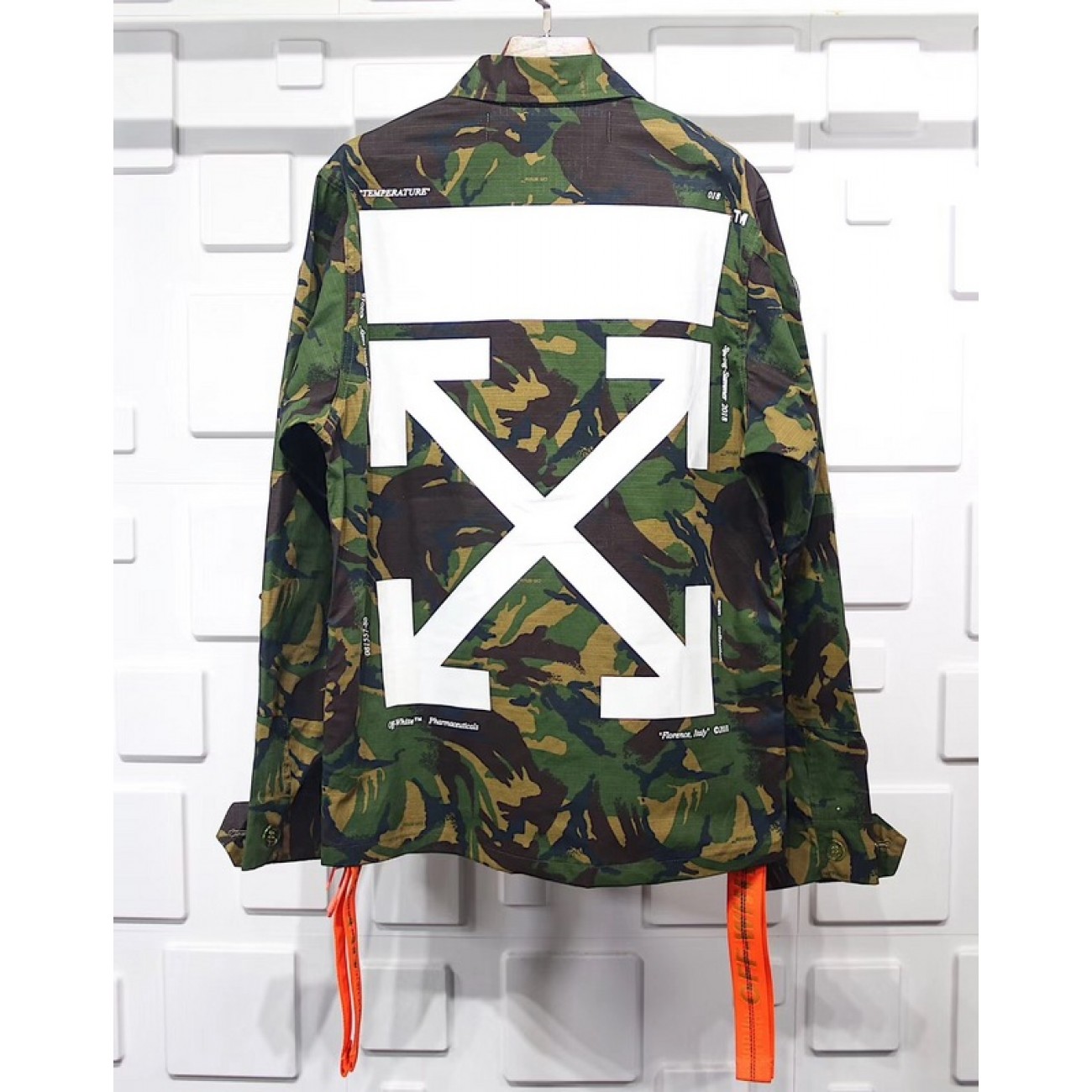 Off-white C O VIRGIL abloh 18SS Badge Ribbon Arrow Camo Armbands Jacket