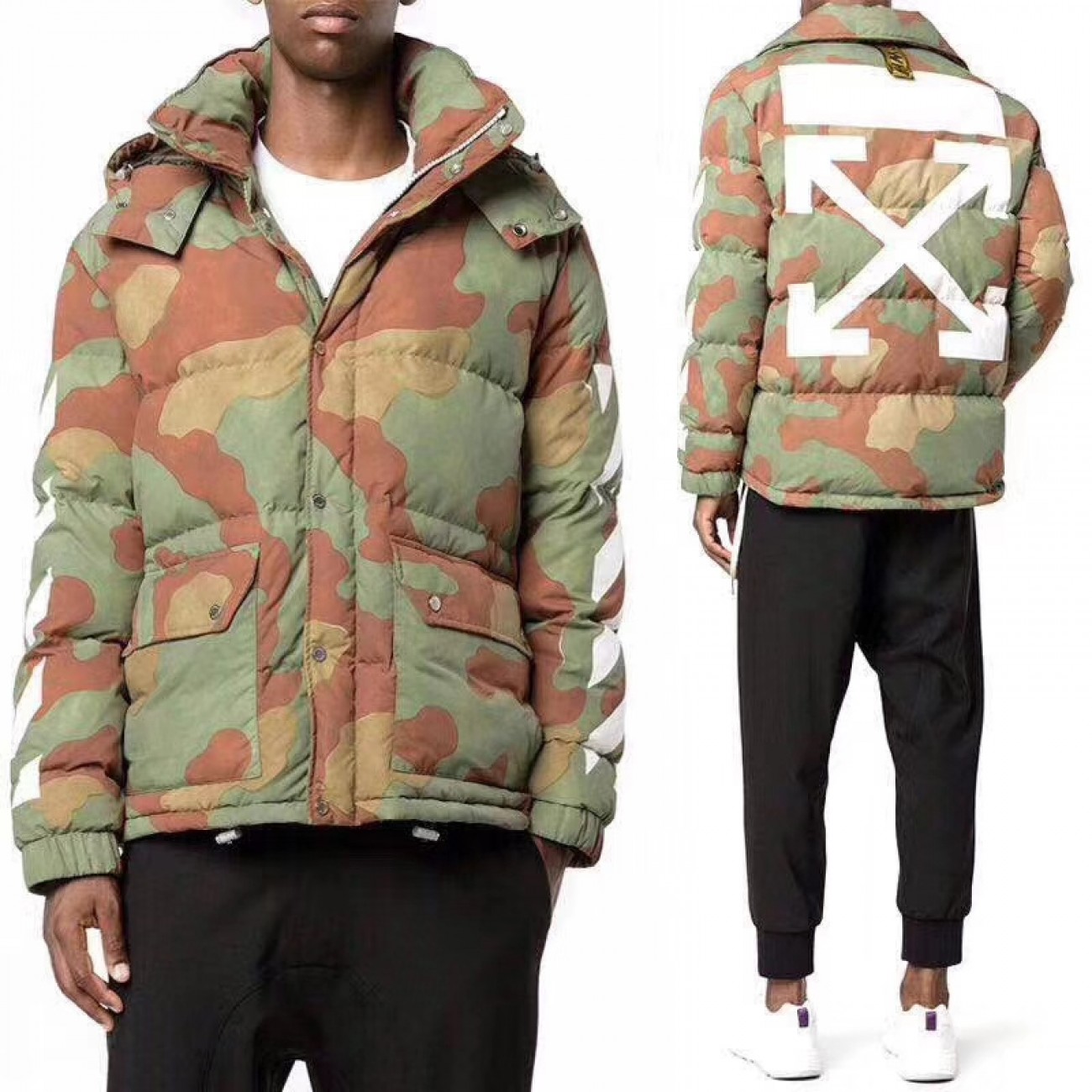 Off-white ow17fw Striped arrow camouflage coat