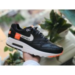 Nike "Just Do It" Air Max 1 Mens Running Shoes Black White Orange Shock 917691-002