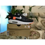 Nike "Just Do It" Air Max 1 Mens Running Shoes Black White Orange Shock 917691-002