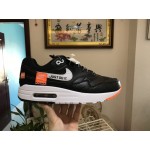 Nike "Just Do It" Air Max 1 Mens Running Shoes Black White Orange Shock 917691-002