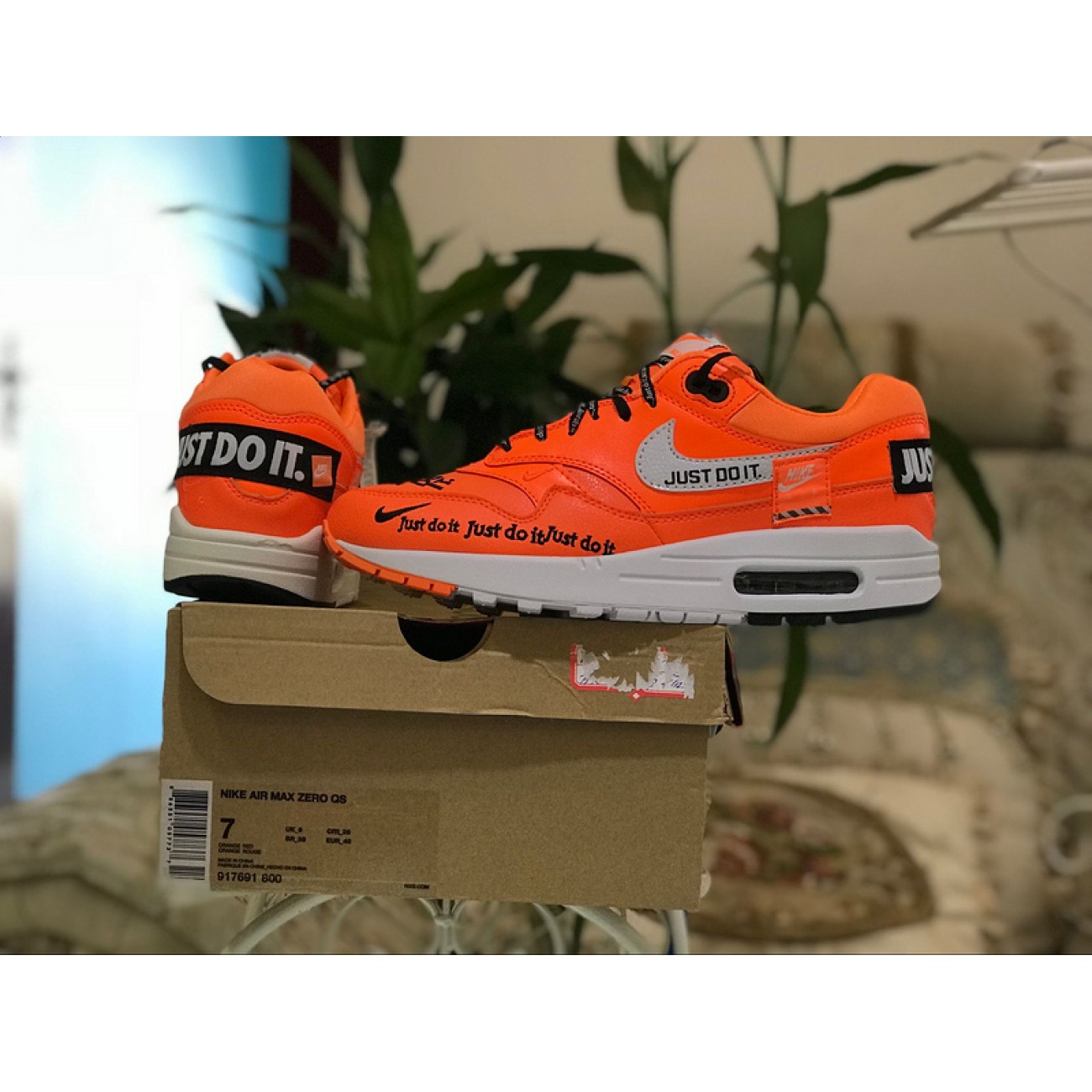 Nike "Just Do It" Air Max 1 Mens Running Shoes Orange Shock 917691-800