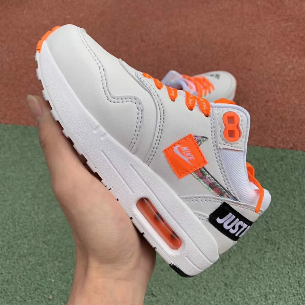 Kids Nike Air Max 1 Lux "Just Do It" White Orange Shoes 917691-100