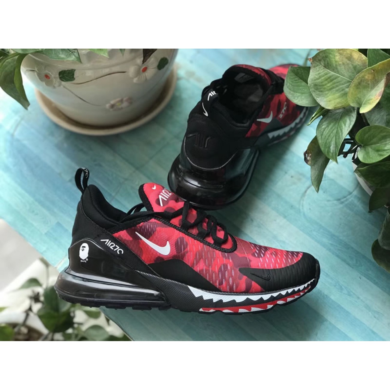 A Bathing APE x Nike Air Max 270 Red Camo Japanese Camo Bape Mens & Wmns Size AH6799-016