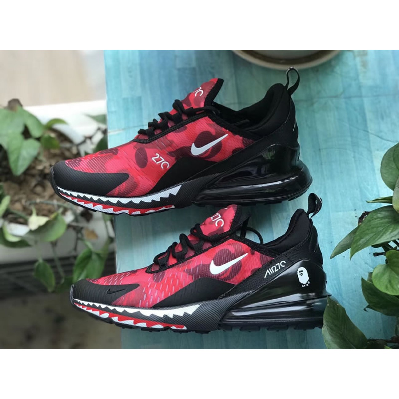 A Bathing APE x Nike Air Max 270 Red Camo Japanese Camo Bape Mens & Wmns Size AH6799-016