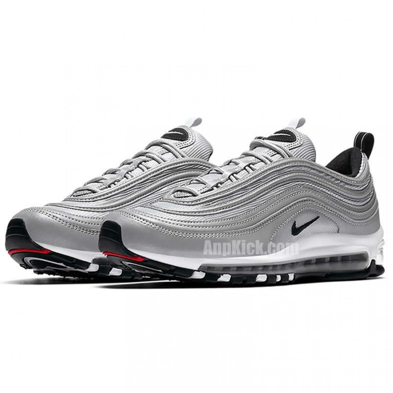 Air Max 97 Premium Reflective Silver Black Bullet Shoes 312834-007