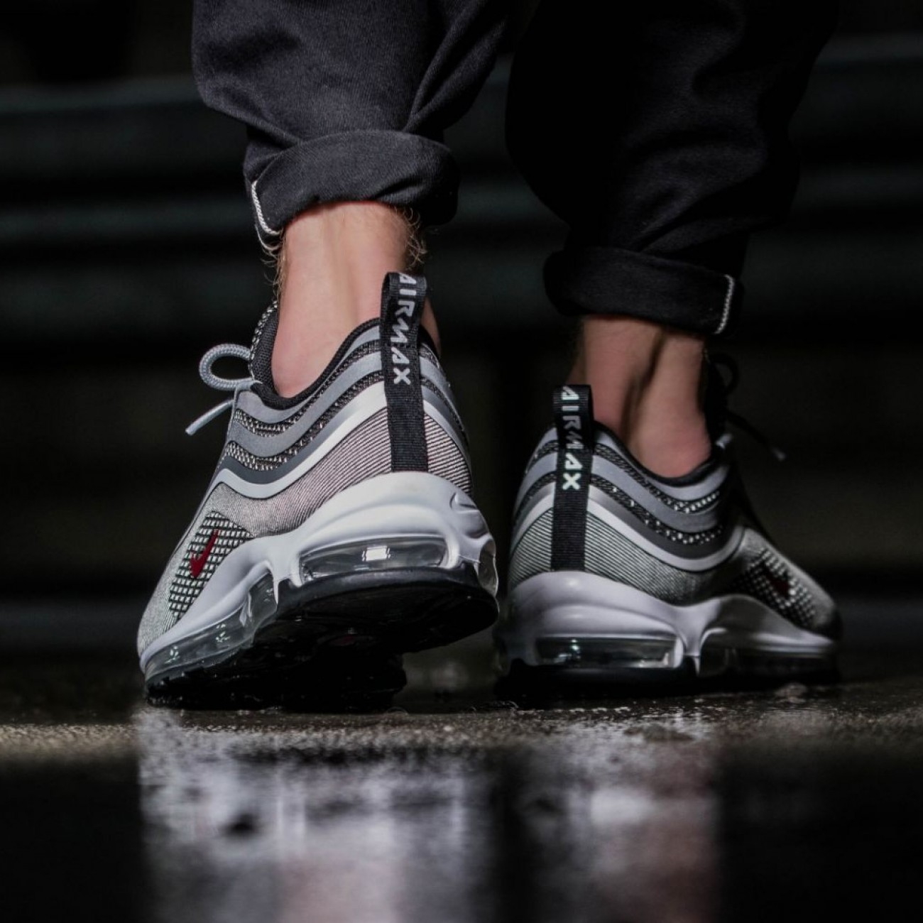 NIKE AIR MAX 97 ULTRA METALLIC SILVER/VARSITY RED