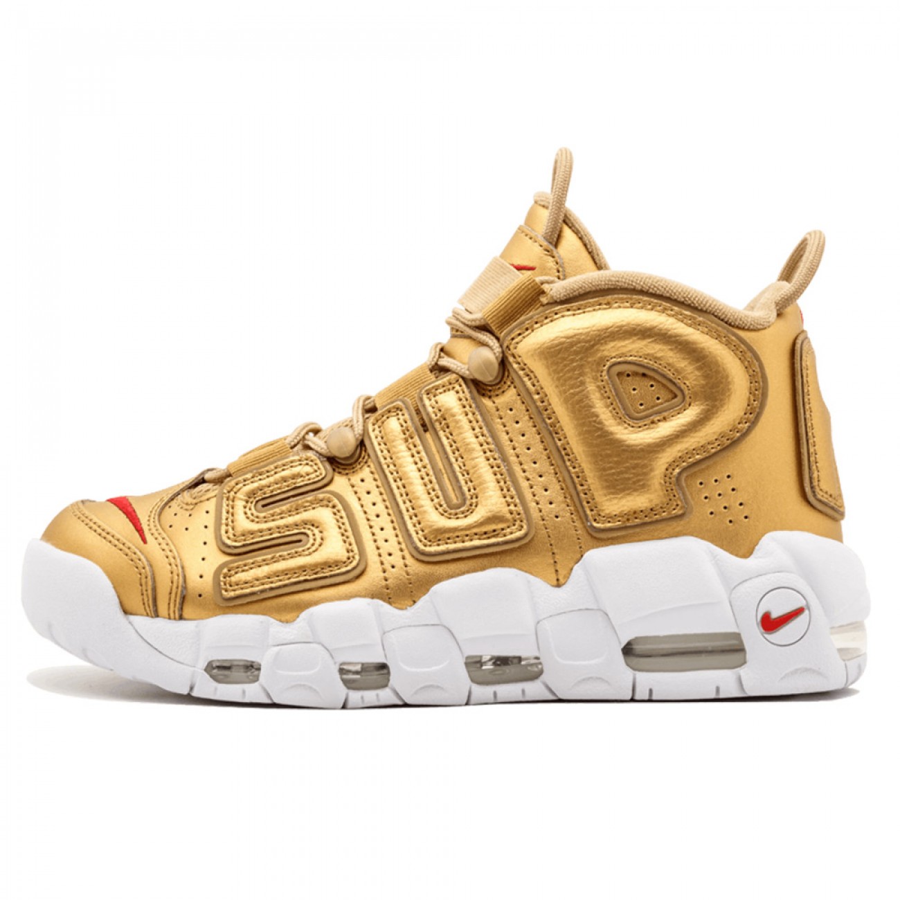 SUPREME X NIKE AIR MORE UPTEMPO METALLIC GOLD