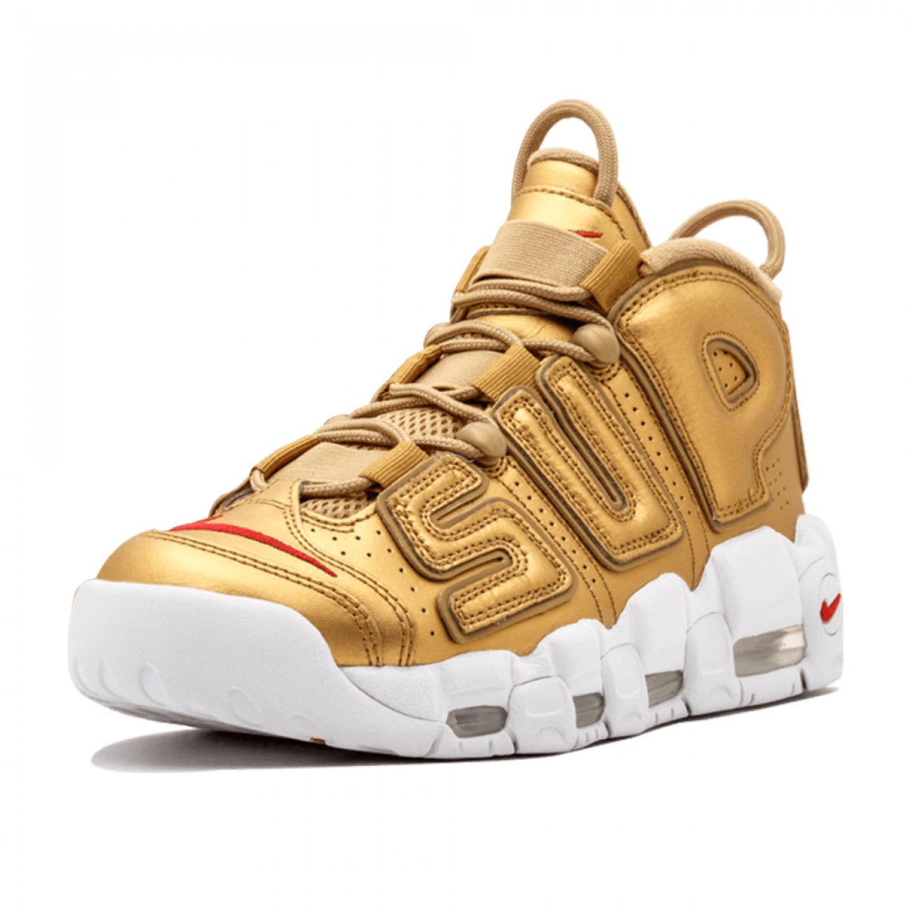 SUPREME X NIKE AIR MORE UPTEMPO METALLIC GOLD