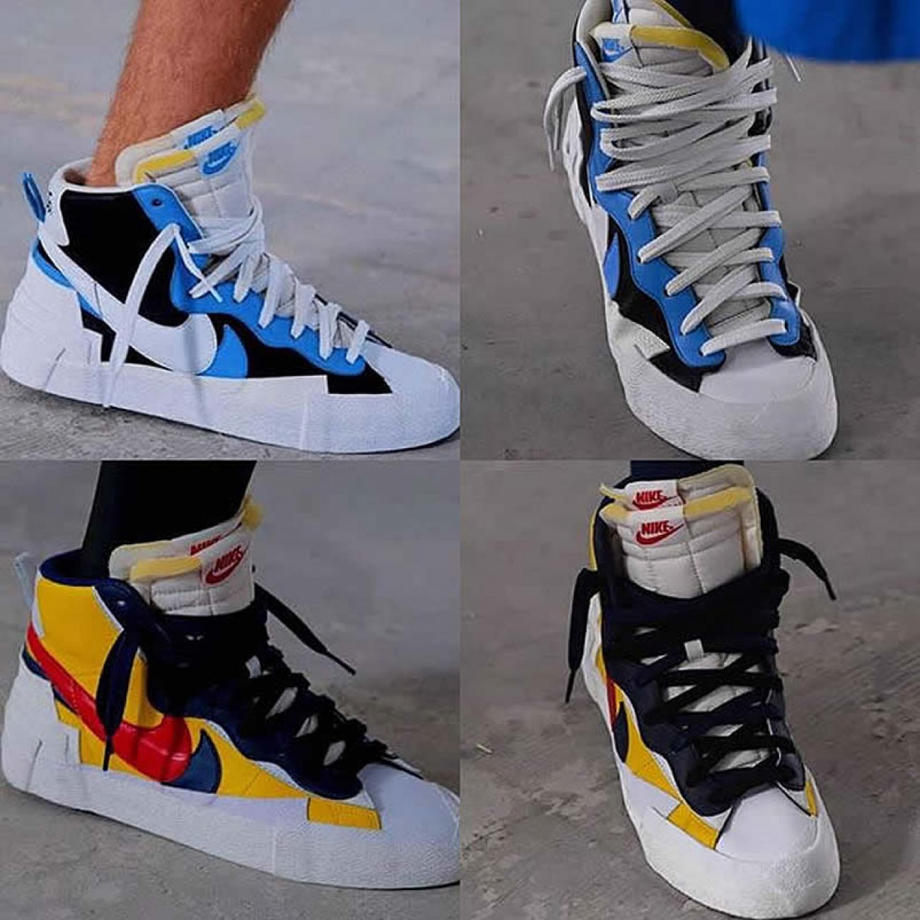 Sacai x Nike Blazer Mid Navy Blue BV0072-001 Yellow BV0072-700