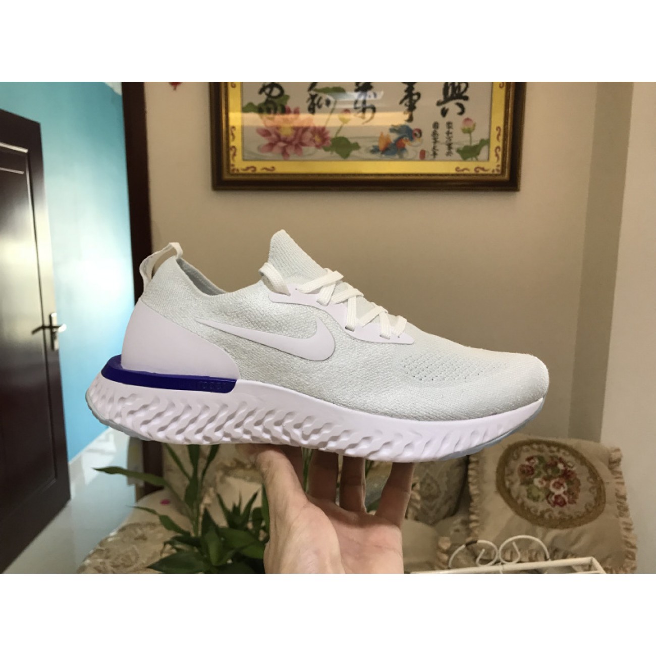 Nike Epic React Flyknit White Blue AQ0067-100