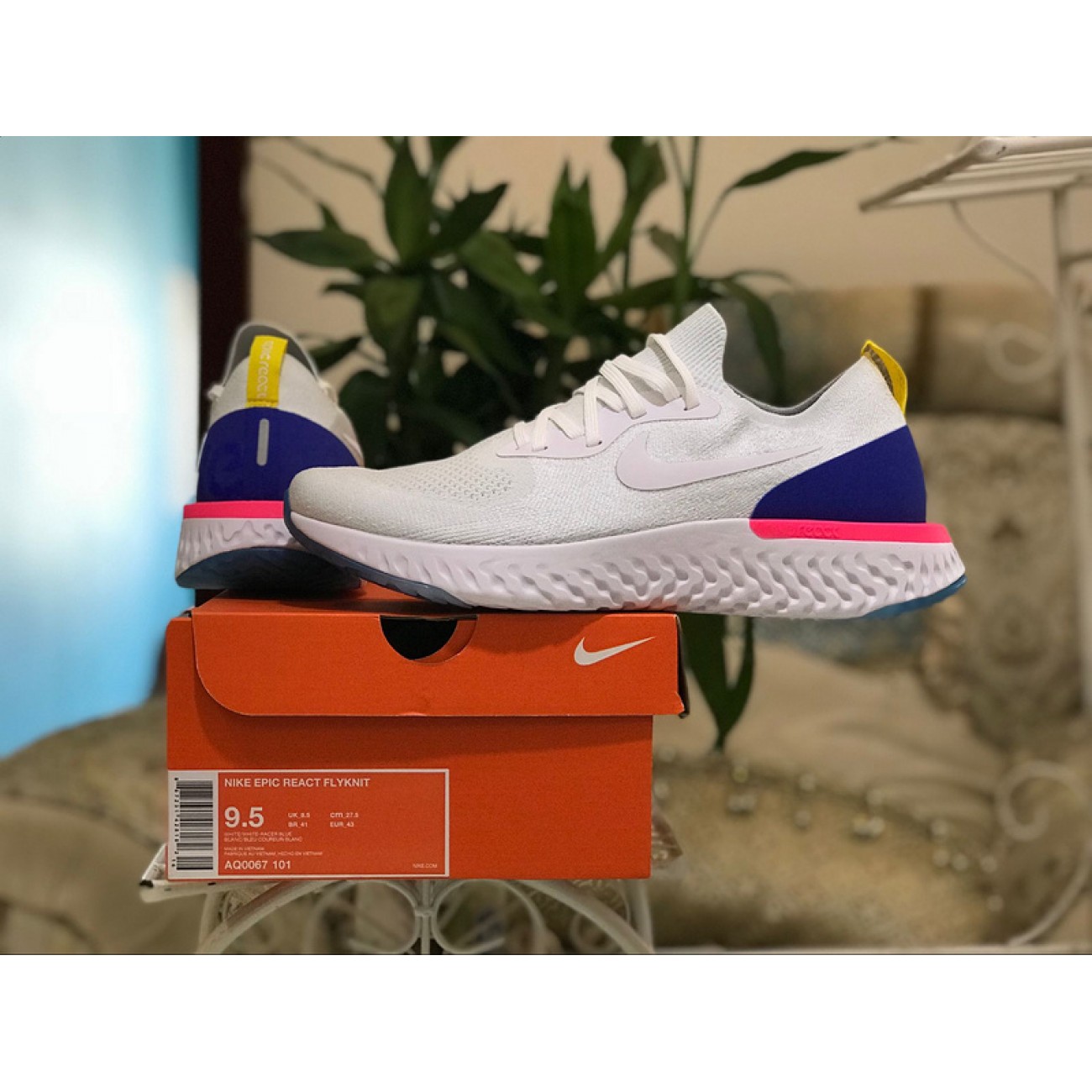 Nike Epic React Flyknit White Racer Blue AQ0067-101