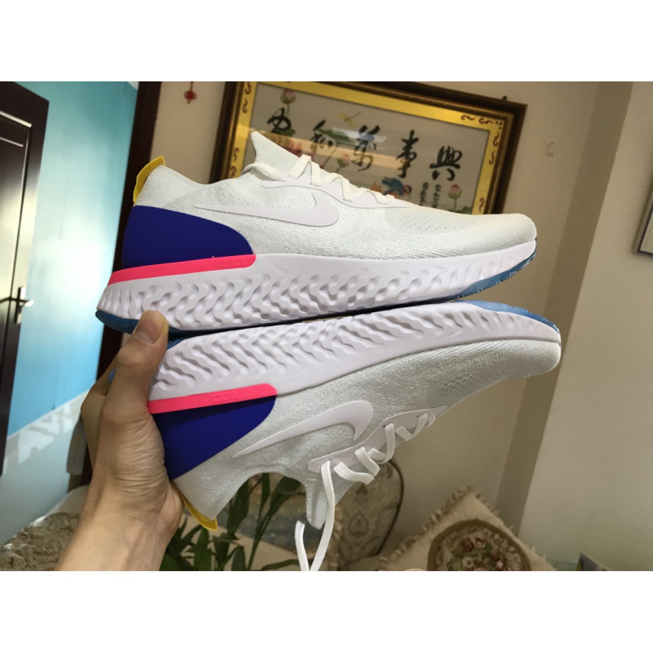 Nike Epic React Flyknit White Racer Blue AQ0067-101