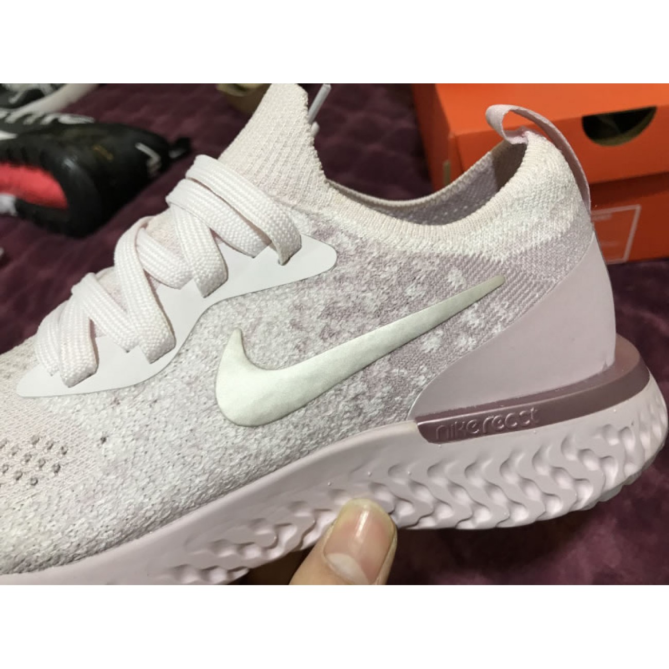 Wmns Nike Epic React Flyknit Pearl Pink AQ0070-600