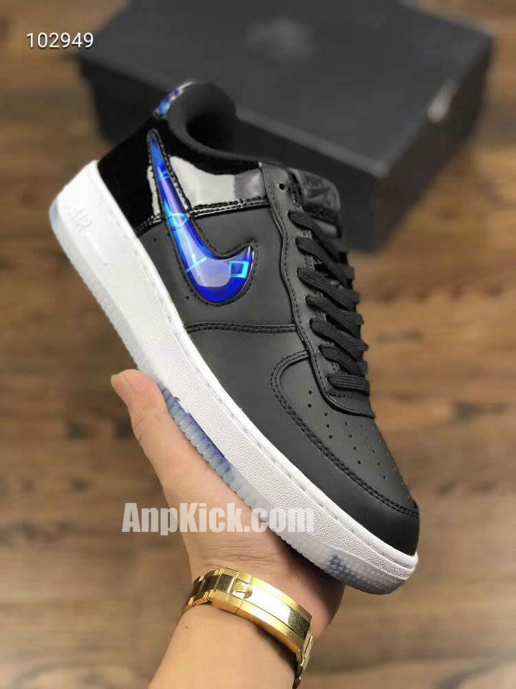 playstation nike air force 1 low 18 qs black blue bq3634 001 detail images (1)