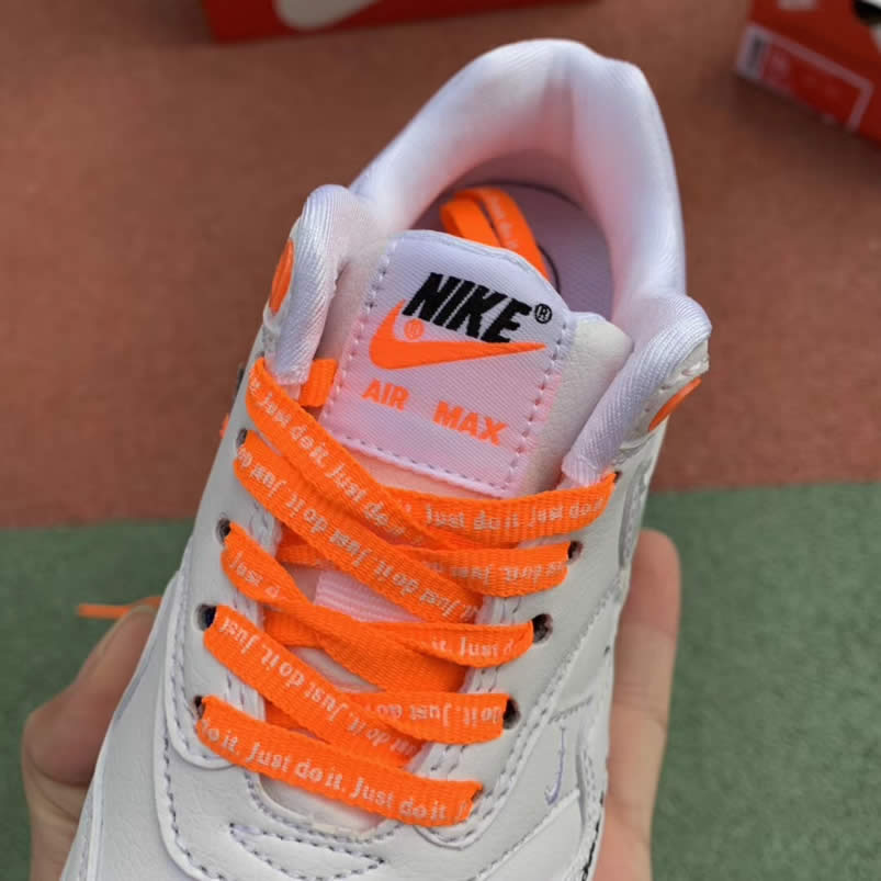 Kids Nike Air Max 1 Lux 'Just Do It' White Orange Shoes 917691-100