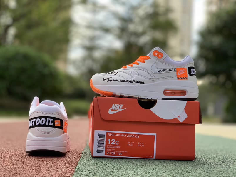 Kids Nike Air Max 1 Lux 'Just Do It' White Orange Shoes 917691-100 Pics