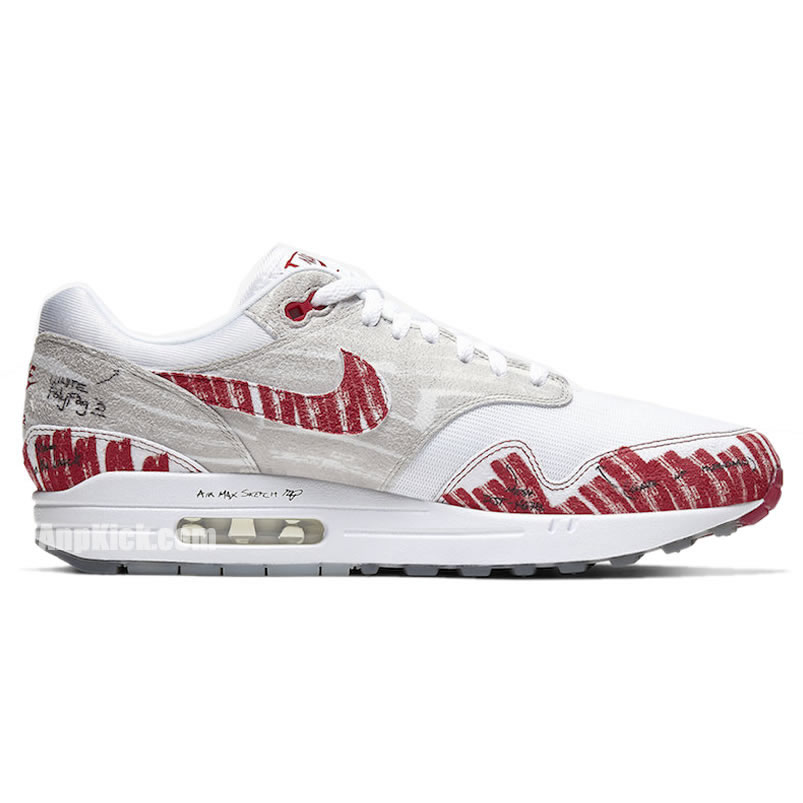 Nike Air Max 1 Tinker Sketch To Shelf White University Red Grey Cj4286 101 (2) - newkick.vip