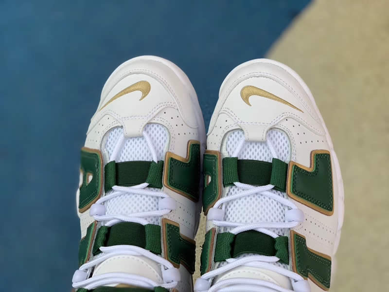 nike air more uptempo 96 shoes atlanta green white gold aj3139-100 detail pic