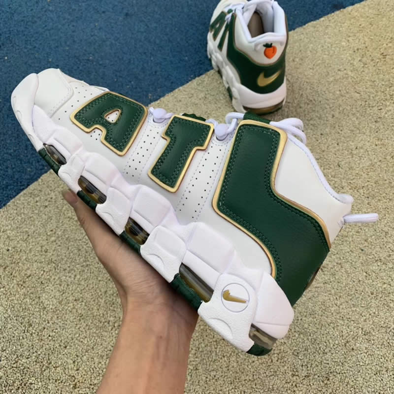 nike air more uptempo 96 shoes atlanta green white gold aj3139-100 detail pic