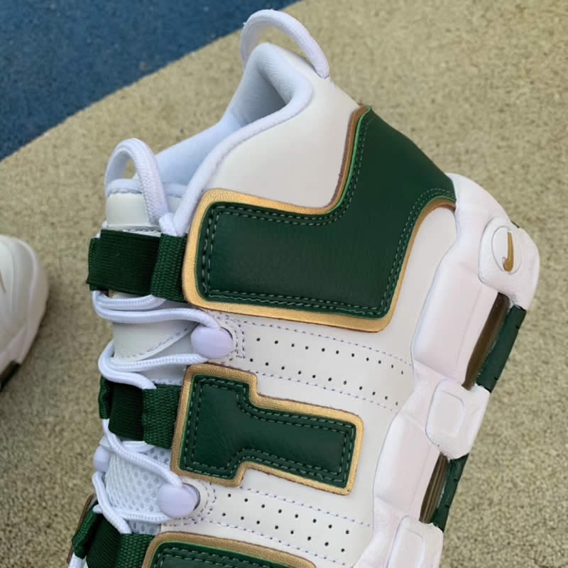 nike air more uptempo 96 shoes atlanta green white gold aj3139-100 detail pic