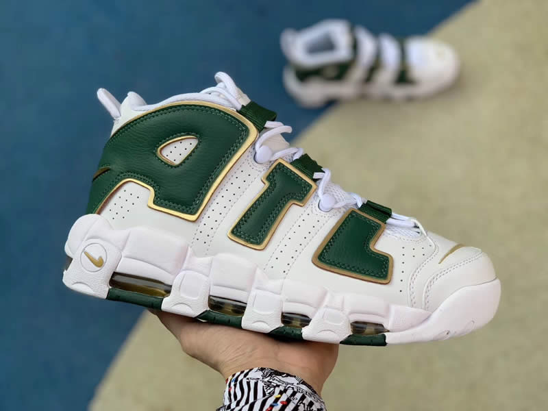 nike air more uptempo 96 shoes atlanta green white gold aj3139-100 detail pic