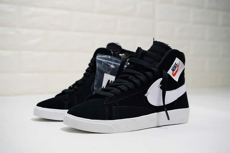 nike blazer mid rebel womens shoe sneaker black white bq4022-001 Pics