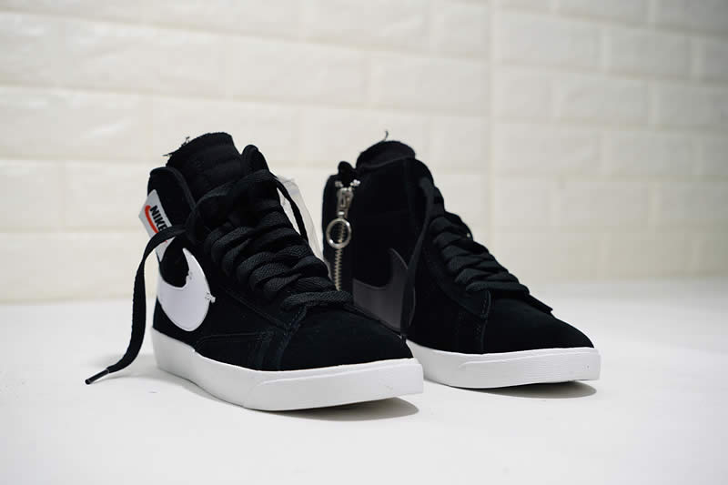 nike blazer mid rebel womens shoe sneaker black white bq4022-001 Pics