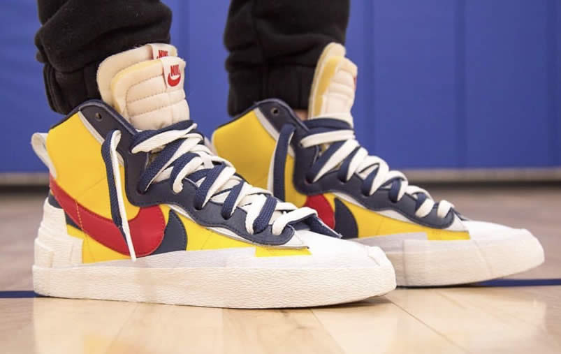 Sacai Nike Blazer Mid On Feet Navy Blue Bv0072 001 Yellow Bv0072 700 (1) - newkick.vip