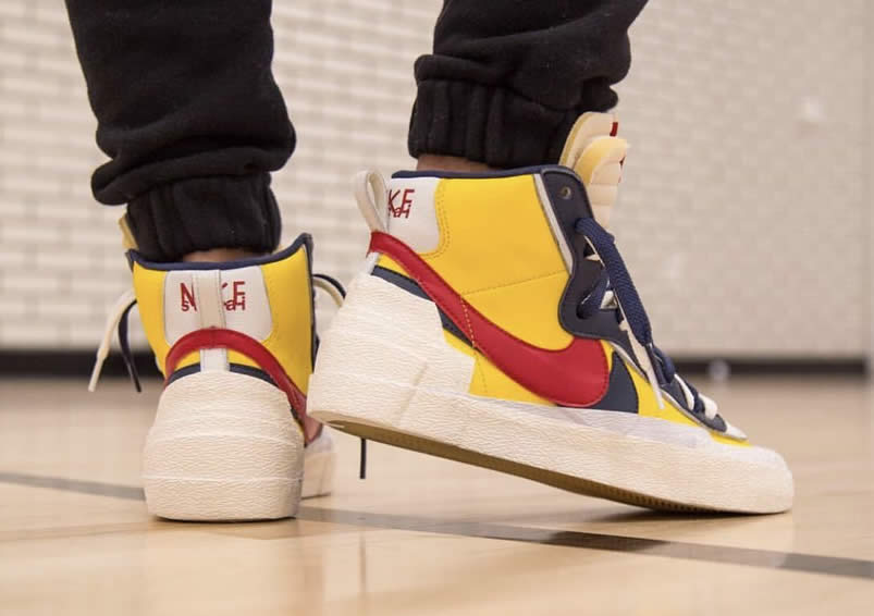 Sacai Nike Blazer Mid On Feet Navy Blue Bv0072 001 Yellow Bv0072 700 (2) - newkick.vip